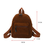 Female Preppy Style Lamb Wool Backpack Women Winter Solid Mini Rucksacks