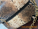 Women's Snake Print Crossbody Bag Square Messenger Purse with Chain