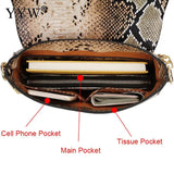 Women's Snake Print Crossbody Bag Square Messenger Purse with Chain