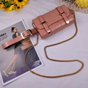 Women's Leather Waist Belt Bag Serpentine Phone Pouch
