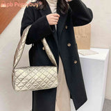 Women's Quilted Cotton Shoulder Bag Large Capacity Tote