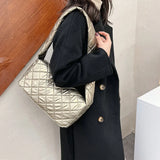 Women's Quilted Cotton Armpit Bag Large Tote Shoulder Bag