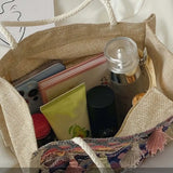 Female Retro Ethnic Shoulder Bag Linen Tassels Tote Handbag