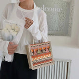 Female Retro Ethnic Shoulder Bag Linen Tassels Tote Handbag