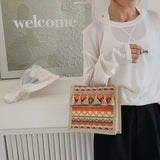 Female Retro Ethnic Shoulder Bag Linen Tassels Tote Handbag