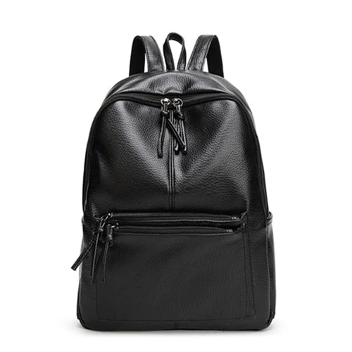 Female Rucksack Leisure Student School Bag Soft Pu Leather Famale Bag High Trave