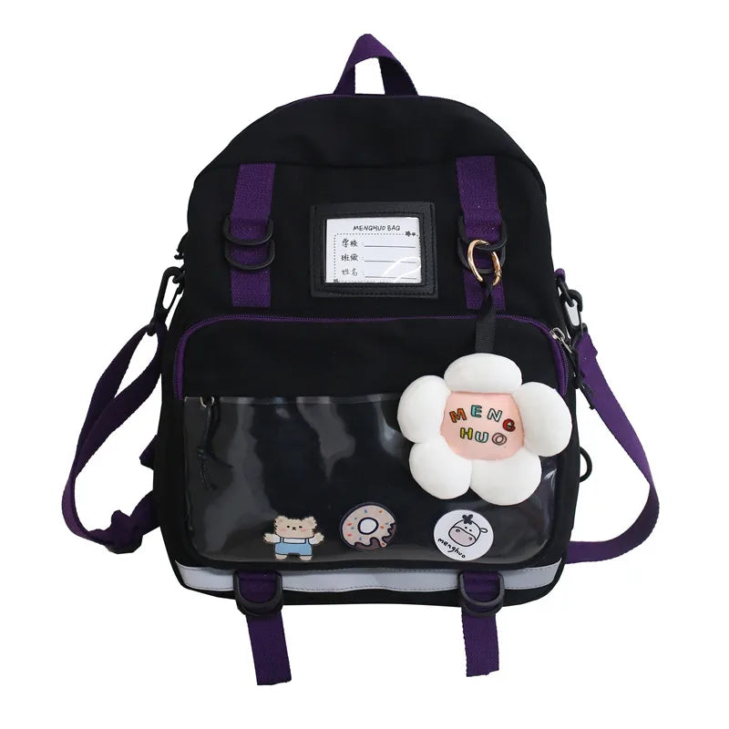 Transparent Female School Bag with Pocket, Multifunction Women Backpack