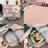 Transparent Female School Bag with Pocket, Multifunction Women Backpack