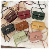 Women's Retro Small Square Leather Shoulder Bag with Twist Braid Lock