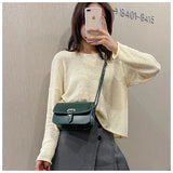 Women's Retro Small Square Leather Shoulder Bag with Twist Braid Lock