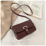 Women's Retro Small Square Leather Shoulder Bag with Twist Braid Lock