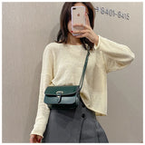 Women's Retro Small Square Leather Shoulder Bag with Twist Braid Lock