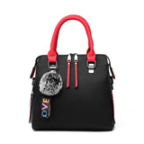 Solid PU Leather Women Messenger Bag with Fur Ball Crossbody Flap Bag