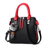 Solid PU Leather Women Messenger Bag with Fur Ball Crossbody Flap Bag