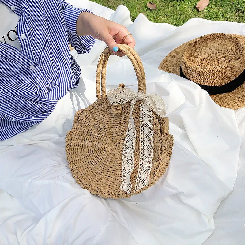 Summer Lace Circular Shoulder Bag Large Capacity Handbags