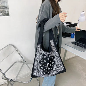Vintage Floral Print Shoulder Bag with High Capacity