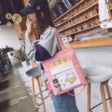 Female Shoulder Bag Woman Handbags Canvas Lady Cartoon Women's Shopper Totes
