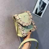 Flower Lace PU Leather Shoulder Bag for Women
