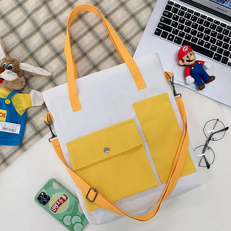 Large Canvas Shoulder Bag Women Vintage Tote Handbag