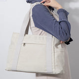 Large Women Canvas Tote Bag With Zipper Big Fabric Cloth Tote Bags For Women