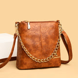 Women's Leather Shoulder Crossbody Bag with Chain Tote