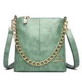Women's Leather Shoulder Crossbody Bag with Chain Tote