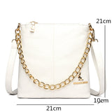 Women's Leather Shoulder Crossbody Bag with Chain Tote