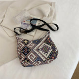 Canvas Shoulder Bag Ethnic Style Zipper Handbags