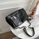 Leather Chain Shoulder Bag Women Messenger Tote Vagrant Retro Large Capacity