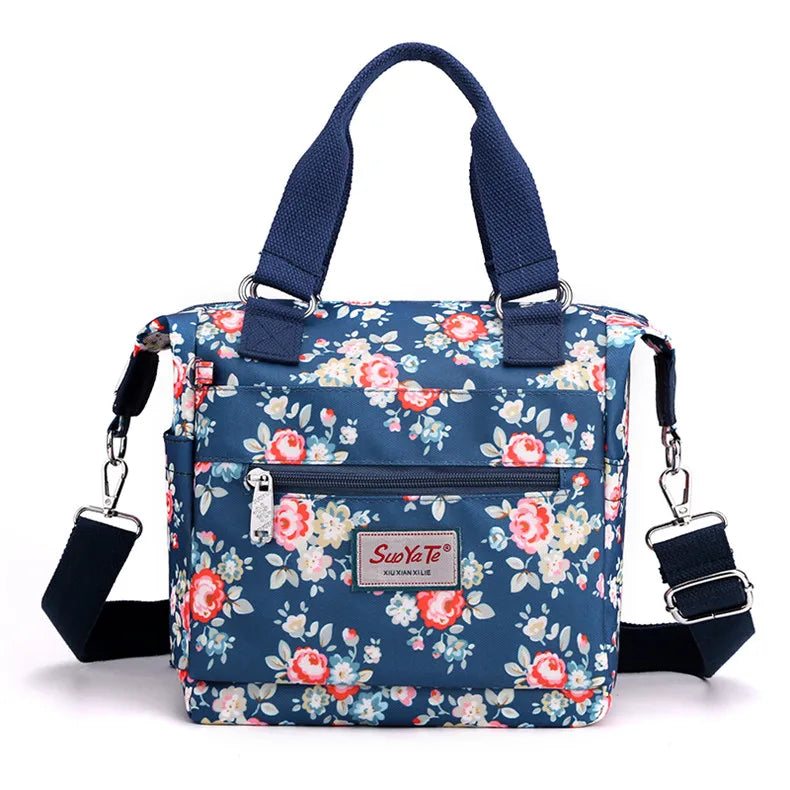 Flower Women Crossbody Bag Large Capacity Nylon Top-Handle Bags