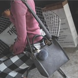 Women's Crossbody Handbag Travel Shoulder Bag with Hairball