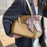 Female Silk Scarf Decoration Shopping Bag Soft Leather Tote