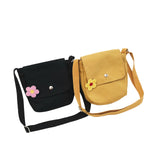 Women's Flower Canvas Crossbody Bag, White/Yellow/Black