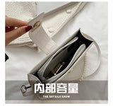 Women's Pearl Handbag Tote Bag, White/Khaki