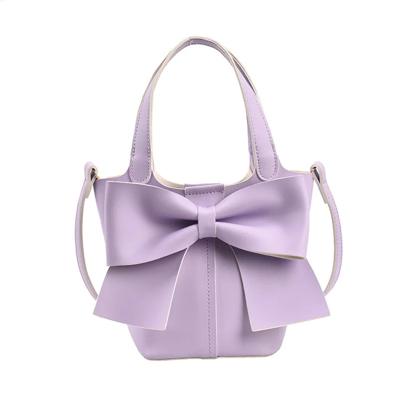 Female Small Bucket Bag All-match Bow Purses and Handbags