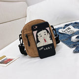 Women's Small Corduroy Shoulder Bag Messenger Crossbody Zipper Purse