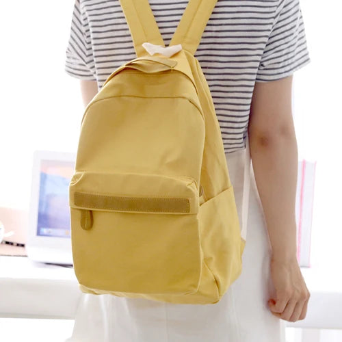 Small Fresh Canvas Backpack Women Solid School Backpacks for Teens