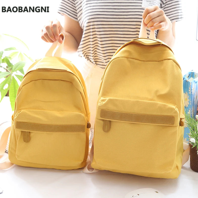 Small Fresh Canvas Backpack Women Solid School Backpacks Travel Shoulder Bags