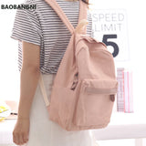 Small Fresh Canvas Backpack Women Solid School Backpacks Travel Shoulder Bags