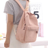 Small Fresh Canvas Backpack Women Solid School Backpacks for Teens