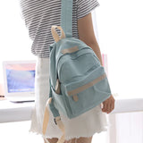 Small Fresh Canvas Backpack Women Solid School Backpacks for Teens