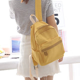 Small Fresh Canvas Backpack Women Solid School Backpacks for Teens