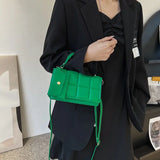 Small Green Leather Shoulder Bag With Handle, Crossbody Purse