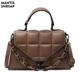 Small Square Bag Tote PU Leather Women's Handbags Solid Shoulder Bags for Women