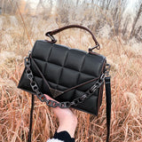 Small Square Bag Tote PU Leather Women's Handbags Solid Shoulder Bags for Women