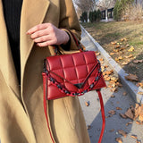 Small Square Bag Tote Women's Handbags Leather Solid Shoulder Crossbody Bags