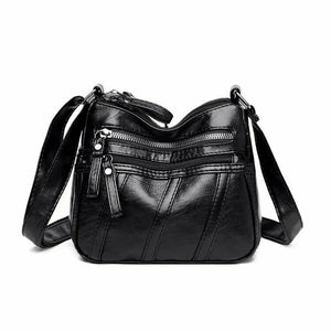 Women's Soft PU Leather Shoulder Bag Multi-Pocket Crossbody Bag