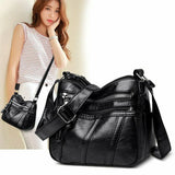 Women's Soft PU Leather Shoulder Bag Multi-Pocket Crossbody Bag