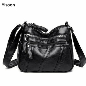Women's Soft PU Leather Shoulder Bag Multi-Pocket Crossbody Bag