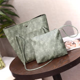 Female Solid Bucket PU Shoulder Bag Large Capacity Messenger